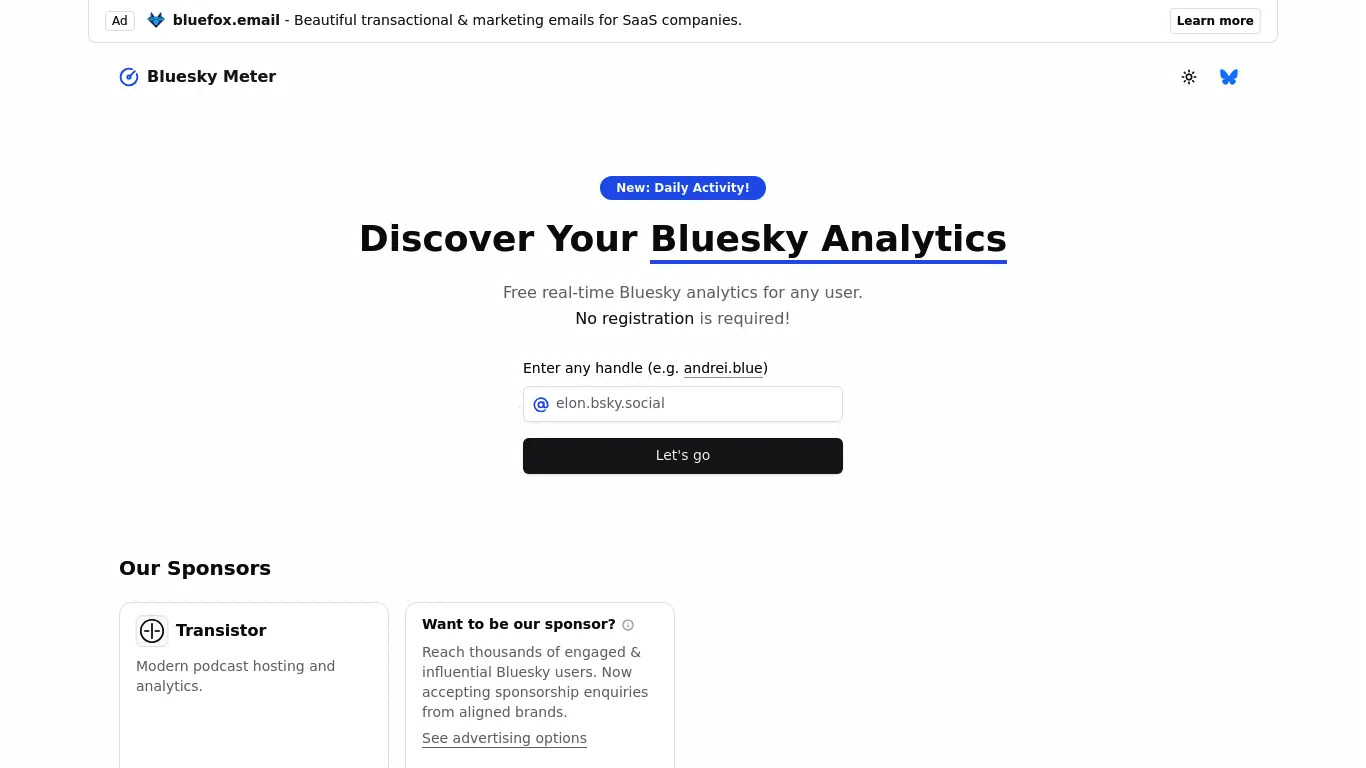 Bluesky Meter Screenshot